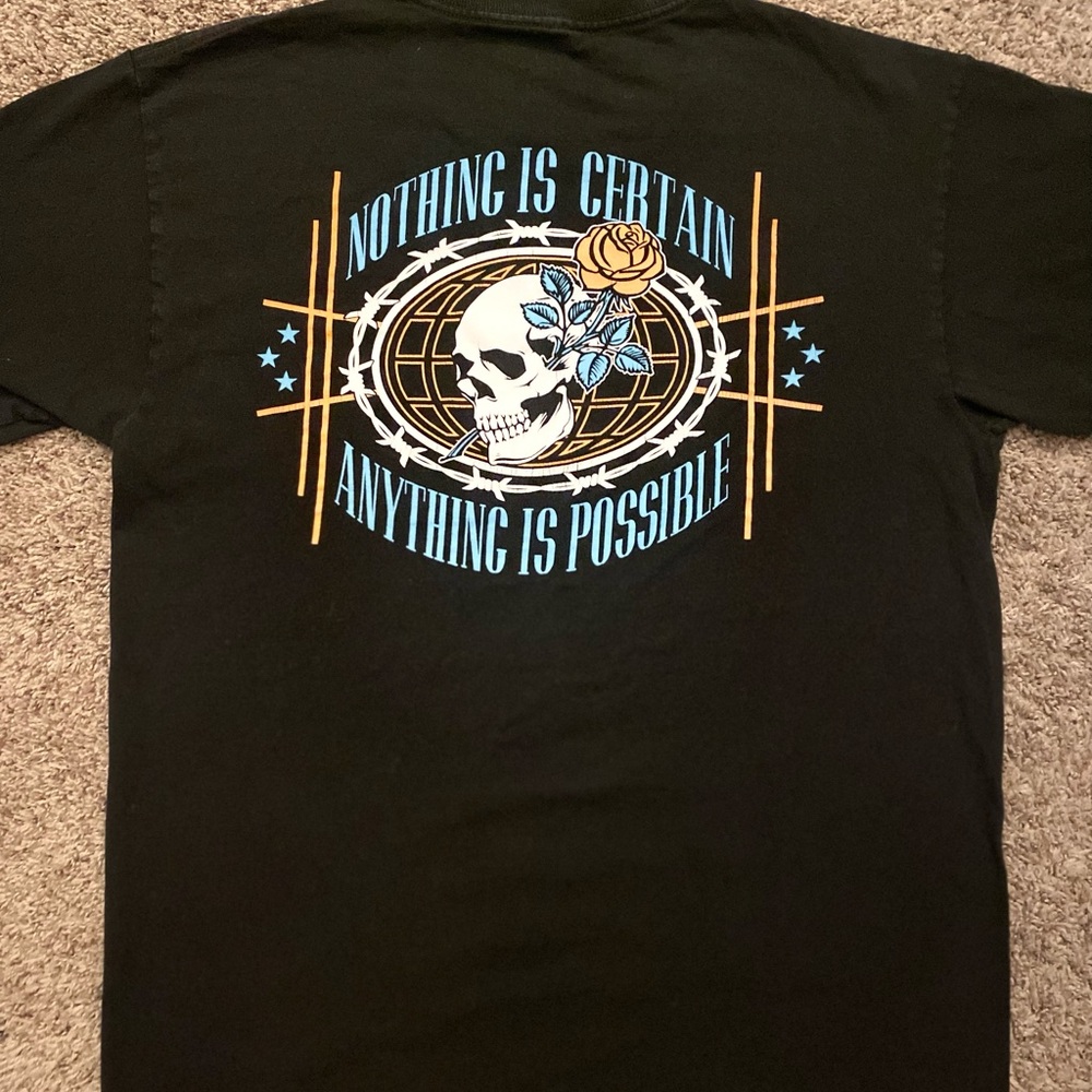 Empyre Black Tee with Skull and Rose Design